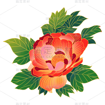 中国风国庆节鲜花元素贴纸