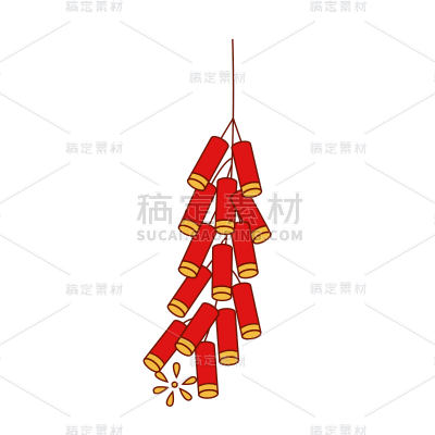 卡通感春节鞭炮元素贴纸