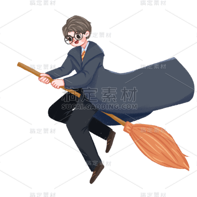 手绘-卡通魔法元素人物插画贴纸2