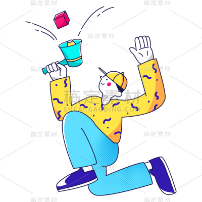 卡通感教育行业男生元素贴纸
