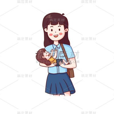卡通感母亲节母女元素贴纸