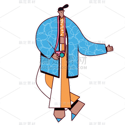 扁平风人物元素插画-拍照