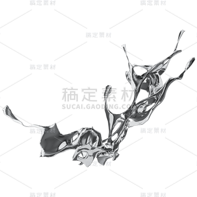 裂开的水流立体插画元素