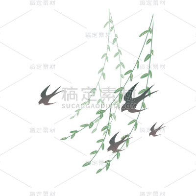 卡通感二十四节气燕子元素贴纸