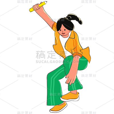 卡通感教育行业女生元素贴纸