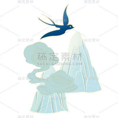中国风山元素贴纸
