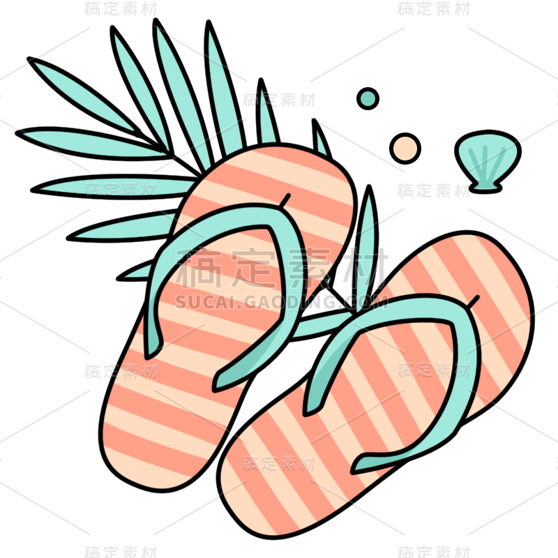 夏日通用海边沙滩度假插画元素