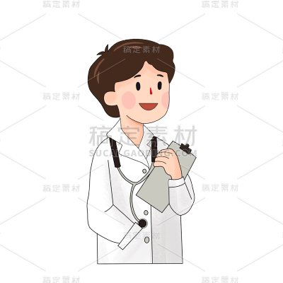 卡通感劳动节医生元素贴纸