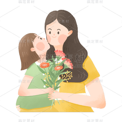 卡通感母亲节母女元素贴纸