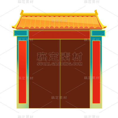 中国风春节门元素贴纸