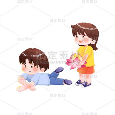 卡通感中元节人物元素贴纸