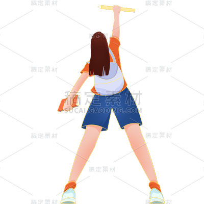卡通感高考女生元素贴纸