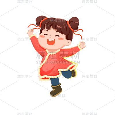 卡通感春节女生元素贴纸