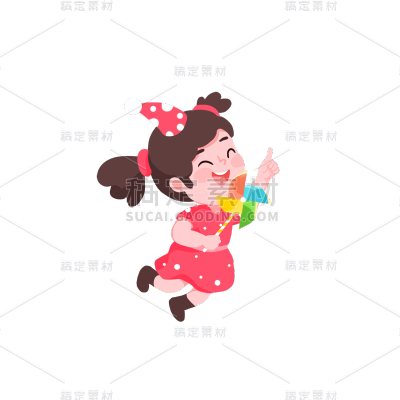 卡通感儿童节女生元素贴纸