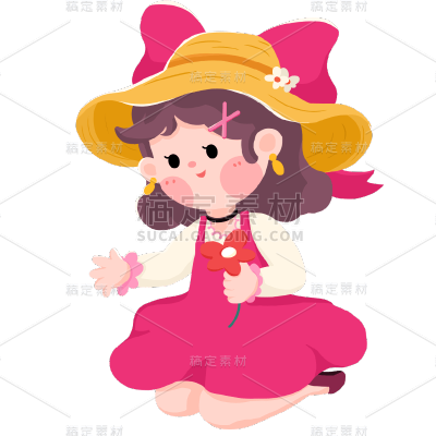 卡通感女生元素贴纸