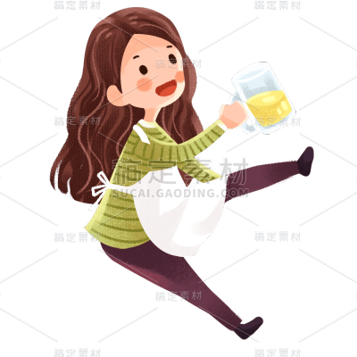 卡通感女生元素贴纸