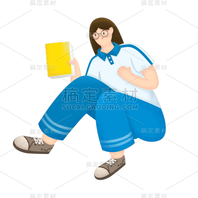 卡通感高考女生元素贴纸