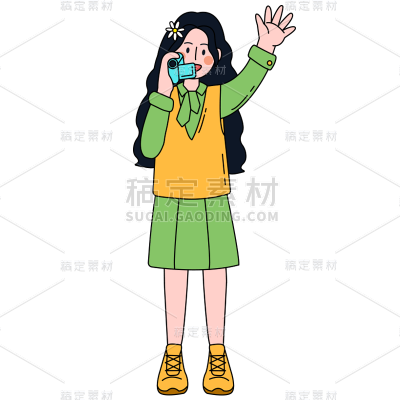 卡通感文体娱乐女人元素 