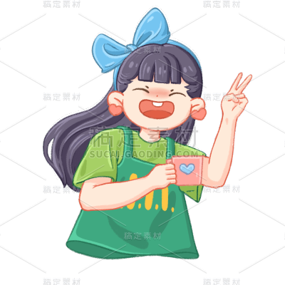 卡通感青年节女生元素贴纸