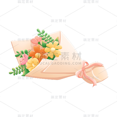 可爱清新花束插画元素贴纸