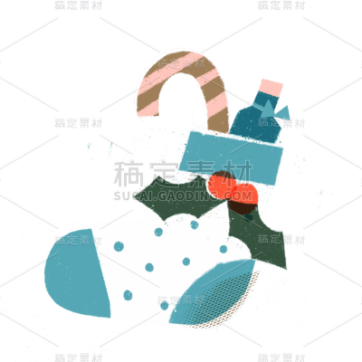 卡通感圣诞节平安夜袜子元素贴纸