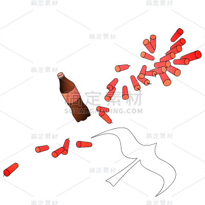 卡通感春节鞭炮元素贴纸