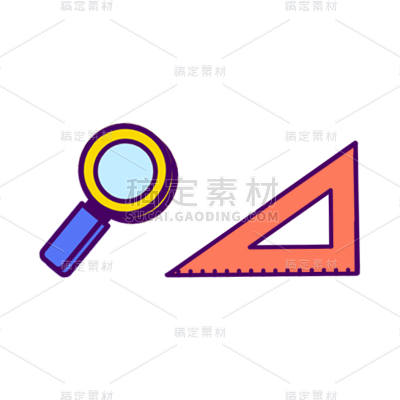 卡通感工具三角尺元素