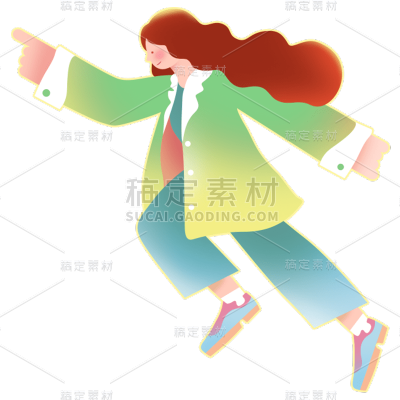 卡通感教育行业女生元素贴纸