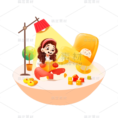 手绘居家女性元素贴纸