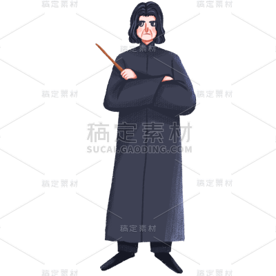 手绘-卡通魔法元素人物插画贴纸9