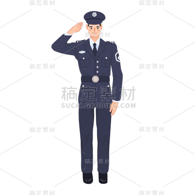 卡通感劳动节警察元素贴纸