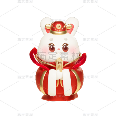 卡通感春节兔子元素贴纸