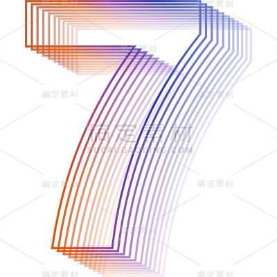 扁平渐变-商务科技风线条数字元素-7