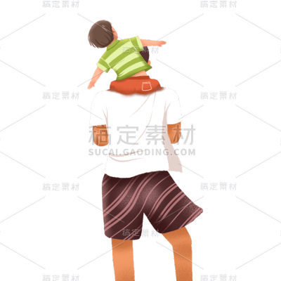 卡通感父亲节父子元素贴纸