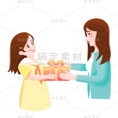 卡通感母亲节母女元素贴纸