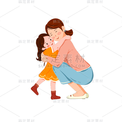 卡通感母亲节母女元素贴纸