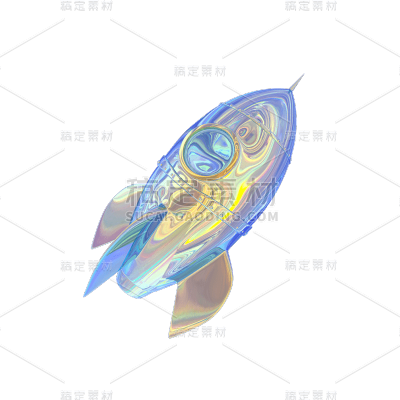 卡通感3D元素火箭元素