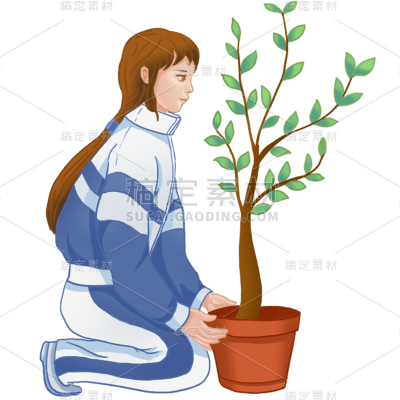 卡通感高考女生元素贴纸