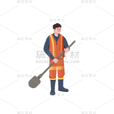 卡通感劳动节环卫工人元素贴纸