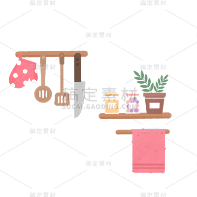 卡通感母亲节生活用品元素贴纸