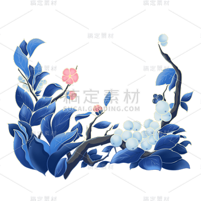 卡通感树枝元素贴纸