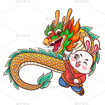 中国风春节兔子元素贴纸