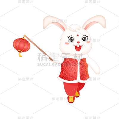 可爱春节兔子元素贴纸
