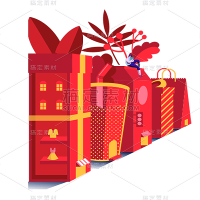 卡通感春节房子元素贴纸
