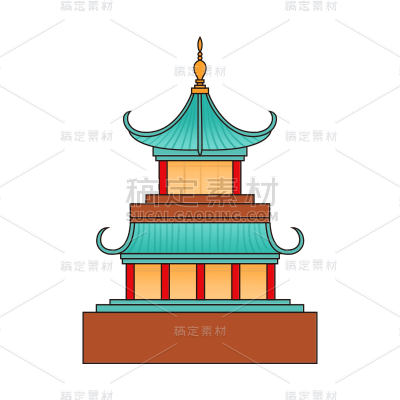 卡通感教育行业中国建筑元素贴纸