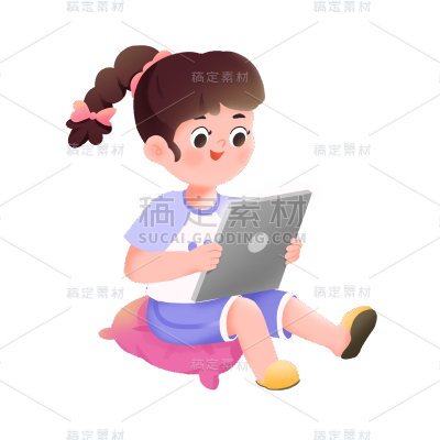 卡通感教育培训女孩元素贴纸