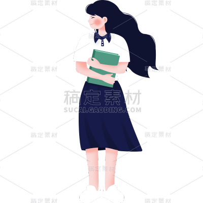 卡通感高考女生元素贴纸