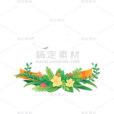 卡通感劳动节鲜花元素贴纸