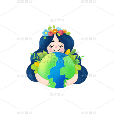 卡通感世界地球日地球元素贴纸