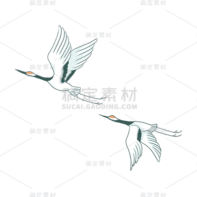 中国风重阳节丹顶鹤元素贴纸
